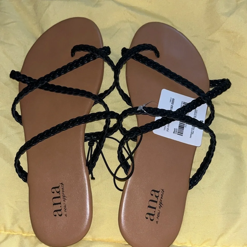 ANA braided women’s flat flip flop sandals